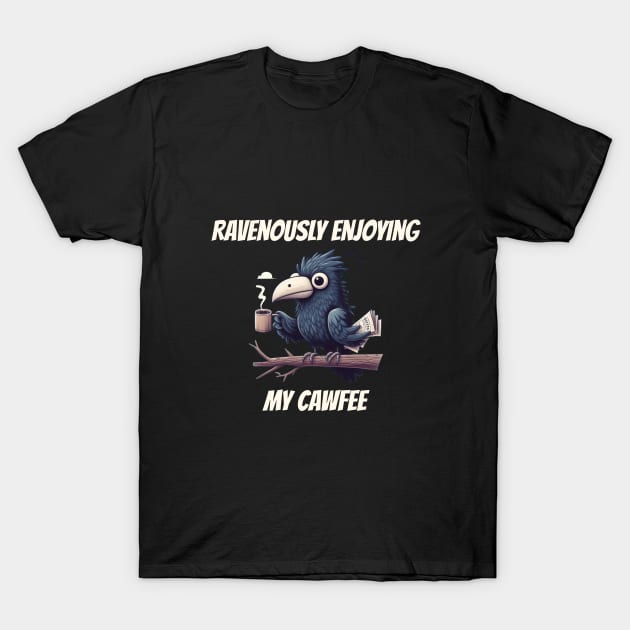 Cawfee Crow T-Shirt by BukovskyART